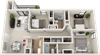 3 bedroom 2 bath floor plan A 3 bedroom 2 bath floor plan A at St. Johns Forest Apartments, Jacksonville, FL